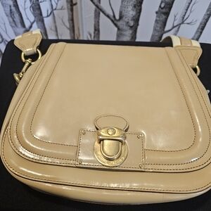Vintage Marc Jacobs Italy Beige Patent Leather Messenger Shoulder Bag